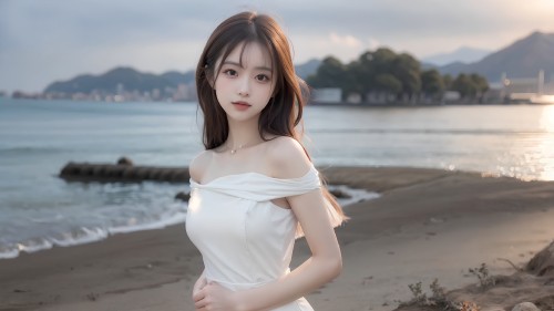 AI绘画 海边美女